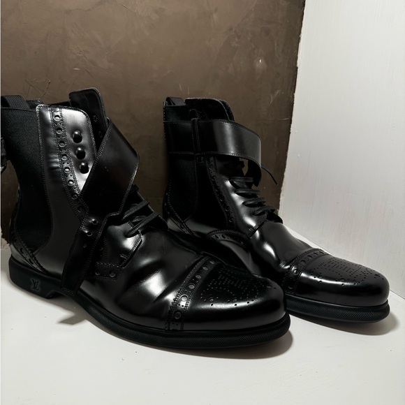 Louis Vuitton Other - Louis Vuitton Black Leather Brogue Combat Boots